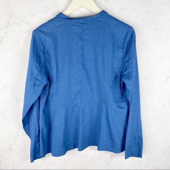[Eileen Fisher] Blue Organic Linen Peplum Jacket - Picture 7 of 7